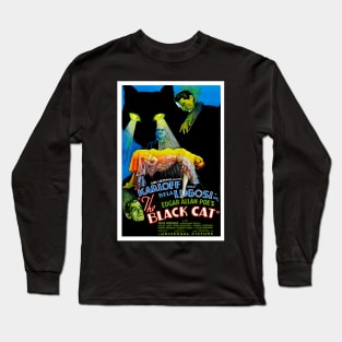 Completely Retouched The Black Cat Movie Poster from 1934 Long Sleeve T-Shirt